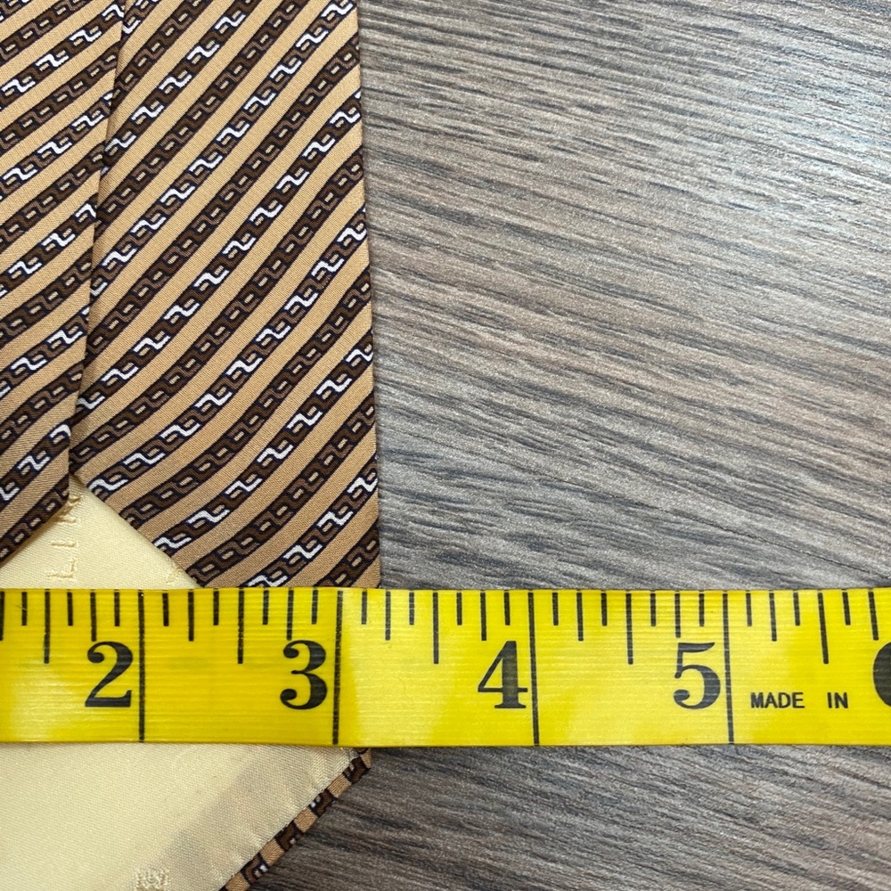 Celine Tan, Brown & White Check Stripe Tie - Picture 4 of 6